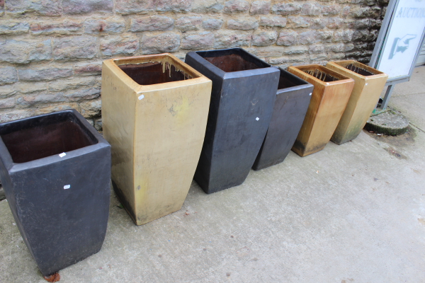 SIX LARGE GLAZED PLANTERS