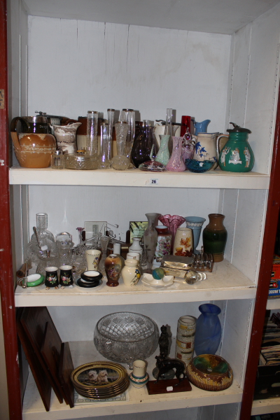 A LARGE COLLECTION OF CHINA,GLASS AND ORNAMENTS,ETC