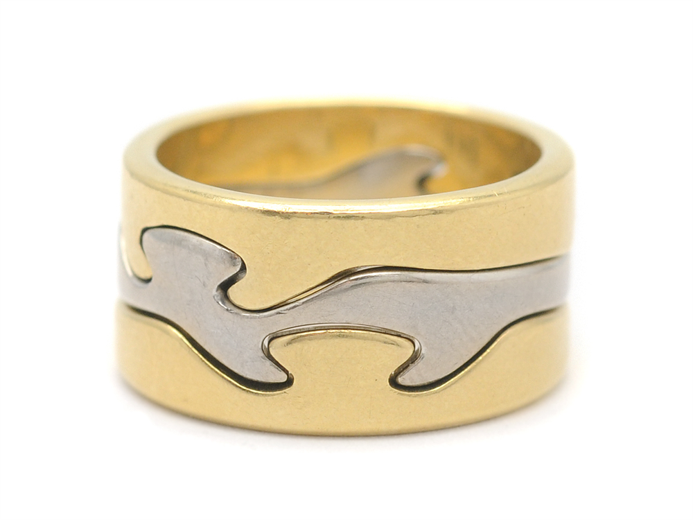 GEORG JENSEN ring, Fusion, design Nina Koppel, 18K gold/white gold, 3 pcs, size approx 17-17,5 mm,