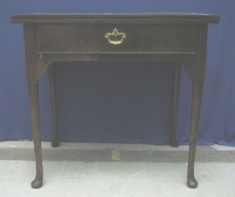 C18th Mahogany Card Table with rectangular fold-over hinged top with baize lining, cross banded,