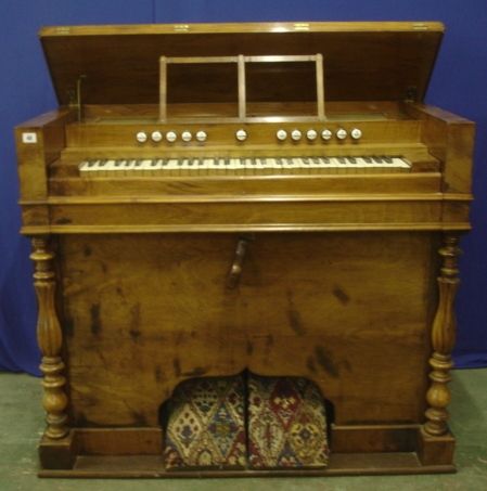 C19th Walnut Harmonium with 12 stops in full working condition