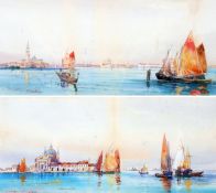 P VITALI (20TH CENTURY, ITALIAN) VENEZIA pair of watercolours, signed and both inscribed with