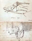 JOHN FREDERICK HERRING (1795-1865, BRITISH) “DONE UP” AND “A CAT IN VIEW” two pen and ink