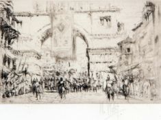 WILLIAM WALCOT, RE (1874-1943, BRITISH) HADRIAN’S FIRST ENTRY INTO SALONIKA drypoint etching, signed