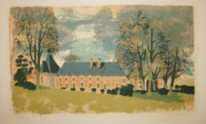 DEREK MYNOTT (1926-1944, BRITISH) PARK SCENE coloured lithograph, signed and numbered 149/250 in