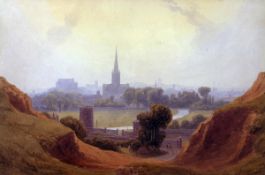 ATTRIBUTED TO GEORGE FENEL ROBSON RWS (1788-1833, BRITISH) VIEW OF NORWICH FROM THORPE watercolour