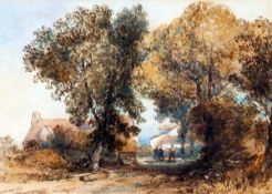 • THOMAS COLMAN DIBDIN (1810-1893, BRITISH) FIGURES IN RURAL LANDSCAPE watercolour, signed and dated