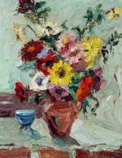 * GARLICK BARNES (1891-1987, BRITISH) STILL LIFE STUDY OF MIXED FLOWERS IN A JUG oil on canvas,