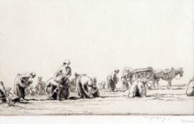 GEORGE SOPER, RE (1870-1942, BRITISH) GLEANING trial proof etching (6th state), signed and inscribed