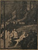 * FRANK BRANGWYN (1867-1956, BRITISH) THE MINE black and white lithograph – taken from The Great War