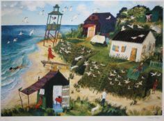ANNA PUGH (BORN 1938, BRITISH) BIRD WATCHING giclee print, signed and numbered 72/95 in pencil to