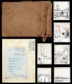 HERBERT ROLLETT RBA (1872-1932, BRITISH) LANDSCAPES, ETC sketchbook of drawings, autograph letter to