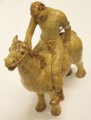 H F HUMPHREYS (20TH CENTURY, BRITISH) HORSE AND RIDER studio pottery, monogrammed to underneath