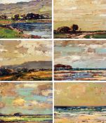 KERSHAW SCHOFIELD (1875-1941, BRITISH) YORKSHIRE LANDSCAPES oil sketches on panel, five signed 6 x