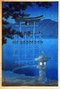 KAWASE BUNJIRO HASUI (1883-1957, JAPANESE) STARLIT NIGHT, MIYAJIMA 14 ¼ x 9 ½ins