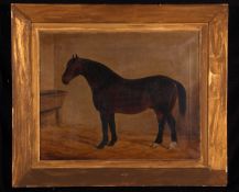 JAMES BLAZEBY (19TH CENTURY, BRITISH) HORSE IN STABLE oil on canvas, signed and dated 1871 lower