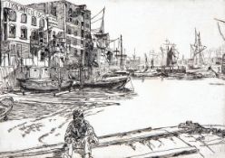 JAMES ABBOT McNEIL WHISTLER (1834-1903, BRITISH) EAGLE WHARF etching – taken from the original