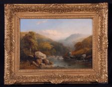 TOM SEYMOUR (1844-1904, BRITISH) MOUNTAIN RIVER LANDSCAPE oil on canvas, signed lower right 12 ½ x