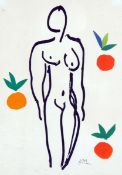 AFTER HENRI MATISSE (1869-1954, FRENCH) NU AUX ORANGES coloured print 13 x 9 ½ins Provenance: The