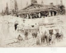 WILLIAM WALCOT, RE (1874-1943, BRITISH) WOODEN TEMPLE OF JUPITER drypoint etching, signed in