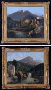 RAIMONDO SCOPPA (1820-1890, ITALIAN) ITALIAN LANDSCAPES pair of oils on canvas, both signed lower