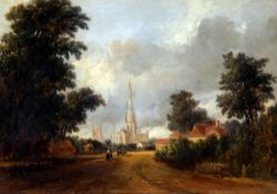 ALFRED VICKERS (1786-1868, BRITISH) A VIEW OF CHICHESTER CATHEDRAL oil on panel, signed and dated