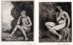 * AUGUSTUS JOHN (1878-1961, BRITISH) NUDE SEATED, C1920s etching and drypoint, signed in pencil