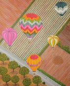 FANCH LEDAN (BORN 1949, FRENCH) BALLOONING AND FRENCH SUBJECTS group of three coloured