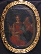 CONTINENTAL SCHOOL (17TH CENTURY) THE HOLY FAMILY oil on canvas 34 x 24ins oval