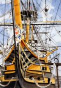 JOHN BOOTH (CONTEMPORARY, BRITISH) GALLEON AND RIGGING watercolour, signed lower right 8 x 5 ½ins