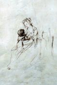 SIR WILLIAM BEECHEY RA (1753-1839, BRITISH) MOTHER AND CHILD pen, ink and pencil 16 x 11ins