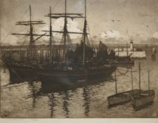 ALFRED HARTLEY, RBA, RE, RWA (1855-1933, BRITISH) ST IVES HARBOUR etching and aquatint, signed and