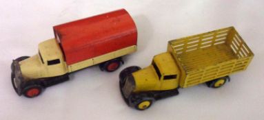 DINKY TOYS NO 25 SERIES, two playworn Fourth Type Trucks (one with missing headlights), a Red and