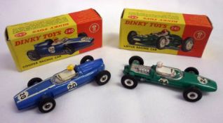 DINKY TOYS NOS 240 AND 241, two boxed British Racing Cars, a Blue 240 Cooper, in good condition (