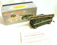 DINKY TOYS NO (SUPERTOYS) NO 969, a very good boxed Green BBC TV Extending Mast Vehicle with aerial,