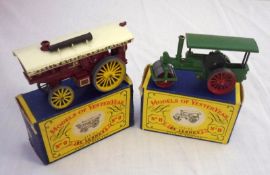 YESTERYEARS BY LESNEY (MATCHBOX) NOS Y9 AND Y11, a Dark Red Y9 Fowler Showman’s Engine in good