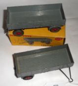 DINKY TOYS NO 428, two reasonable (one boxed) Grey Large Four-Wheel Trailers, the first a Dinky Toys