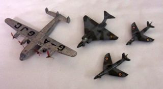 DINKY TOYS NOS 70A, 735 AND 736, four Aeroplanes including 70A York Airliner; 735 Gloster Javelin