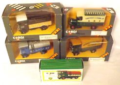 CORGI CLASSICS TRUCKS NOS 859/897 AND 945, five mint boxed AEC and Thornycroft Vans and Tankers