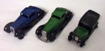 DINKY TOYS 36 SERIES, three unboxed playworn Models from the 1950s, including a Bentley, a Rover and