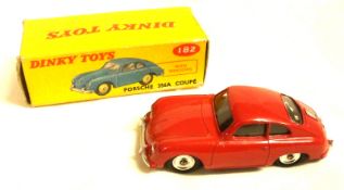DINKY TOYS NO 182, a very good boxed Cerise Porsche 356A Sports with spun hubs, in a good to very