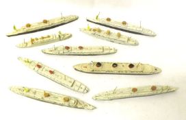DINKY TOYS, nine pre-war Liners in poor condition (9)
