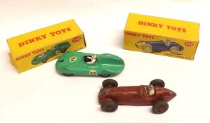 DINKY TOYS NOS 232, 234 AND 236, a repainted 232 Alfa-Romeo Racing Car; a playworn boxed Light Green