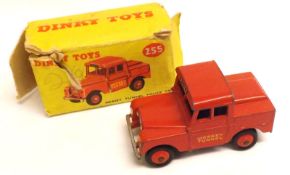 DINKY TOYS NO 255, a slightly playworn boxed Red Mersey Tunnel Land Rover Police Van, in a very poor