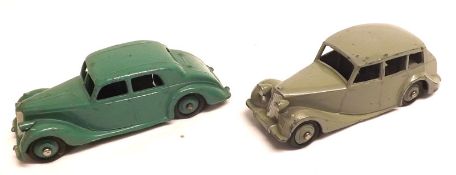 DINKY TOYS NOS 40A AND 40B, slightly playworn British Cars including a Green Riley Saloon (1st
