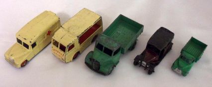 DINKY TOYS NO 30 SERIES ETC, five playworn Commercial Vehicles, including 30H Daimler Ambulance; 30V