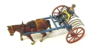 BRITAINS ANIMALS, a Horse Drawn Rake and Farmer in good condition