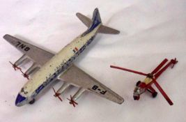 DINKY TOYS NOS 706 and 716, two playworn Aeroplanes including a Silver Blue and White 706 Vickers