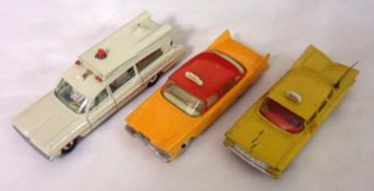 DINKY TOYS NOS 265 AND 263, three American Models including a good Yellow and Red Plymouth Plaza,