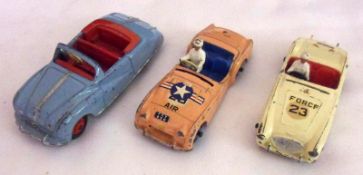DINKY TOYS NOS 109, 111 AND 140A, three Sports Cars including 109 Cream Austin-Healey, a 111 Pink